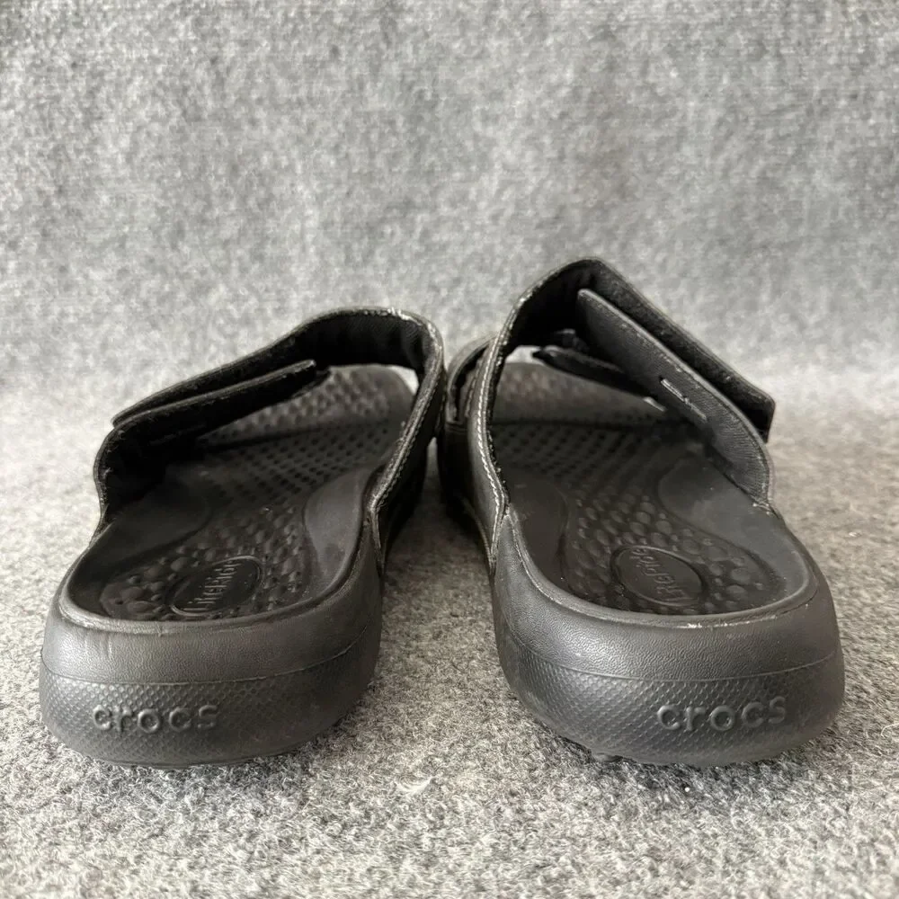 Crocs Men's Yukon Vista II LiteRide Double Strap Leather Slide Sandals Black 12